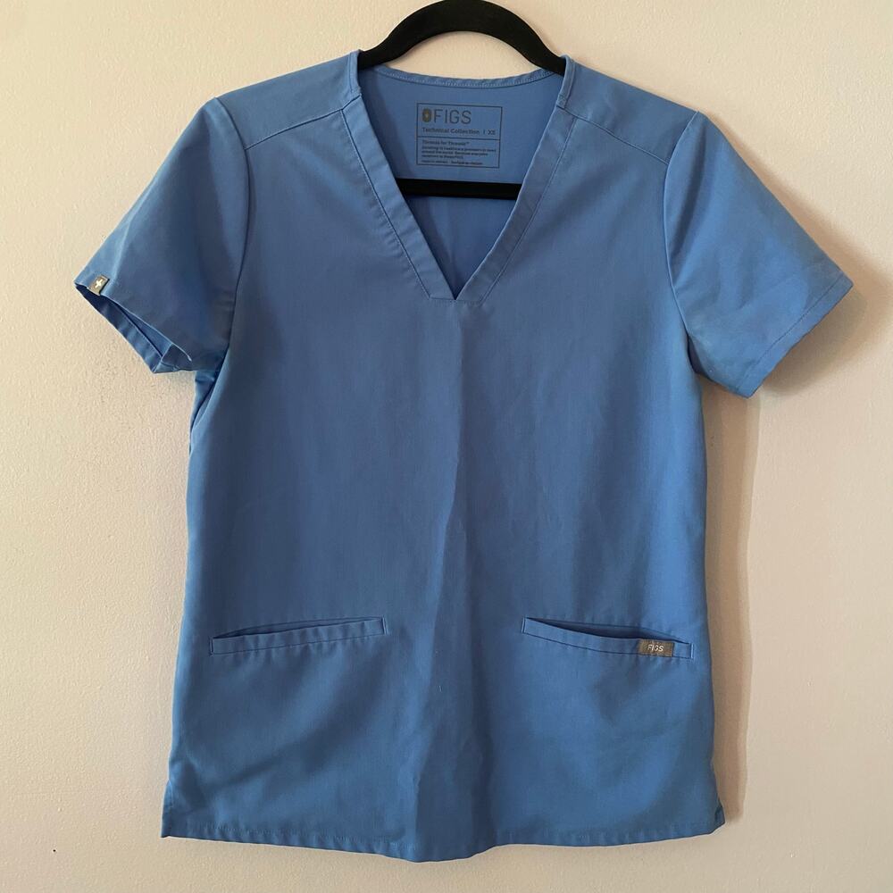 FIGS Casma Scrub Top Ceil Blue Medical Uniform Nurse Doctor Women's size XS
